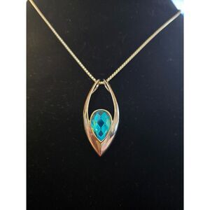 SAJEN Sterling Silver Caribbean Blue Quartz Faceted Marquise Pendant Necklace